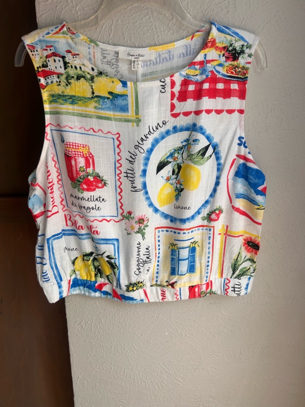 Haver & Blair London linen blend Italian postcard vacation tank NWOT Large